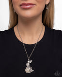 Easter Bunny - White Necklace - Paparazzi Accessories Necklace Bedazzle Me Pretty Mobile Fashion Boutique