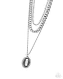 Edgy Empire - White Necklace - Paparazzi Accessories Necklace Bedazzle Me Pretty Mobile Fashion Boutique
