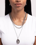 Edgy Empire - White Necklace - Paparazzi Accessories Necklace Bedazzle Me Pretty Mobile Fashion Boutique