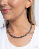 Edgy Etching - Black Necklace - Paparazzi Accessories Necklace Bedazzle Me Pretty Mobile Fashion Boutique