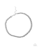 Edgy Etching - Silver Necklace - Paparazzi Accessories Necklace Bedazzle Me Pretty Mobile Fashion Boutique