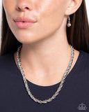 Edgy Etching - Silver Necklace - Paparazzi Accessories Necklace Bedazzle Me Pretty Mobile Fashion Boutique