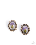 Elaborately Encased - Gold Post Earrings - Paparazzi Accessories Post Earrings Bedazzle Me Pretty Mobile Fashion Boutique