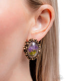 Elaborately Encased - Gold Post Earrings - Paparazzi Accessories Post Earrings Bedazzle Me Pretty Mobile Fashion Boutique