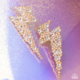 Electric Effulgence - Gold Post Earrings - Paparazzi Accessories Post Earrings Bedazzle Me Pretty Mobile Fashion Boutique