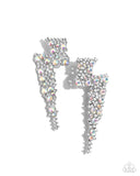Electric Effulgence - White Post Earrings - Paparazzi Accessories Post Earrings Bedazzle Me Pretty Mobile Fashion Boutique