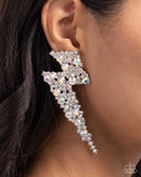 Electric Effulgence - White Post Earrings - Paparazzi Accessories Post Earrings Bedazzle Me Pretty Mobile Fashion Boutique