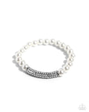 Elegance Embodied - White Bracelet - Paparazzi Accessories Bracelet Bedazzle Me Pretty Mobile Fashion Boutique