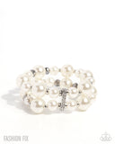 Elegant Echo - White Bracelet - Paparazzi Accessories Bracelet Bedazzle Me Pretty Mobile Fashion Boutique