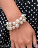 Elegant Echo - White Bracelet - Paparazzi Accessories Bracelet Bedazzle Me Pretty Mobile Fashion Boutique