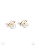 Elegant Emblem - Gold Cuff Earrings - Paparazzi Accessories Post Earrings Bedazzle Me Pretty Mobile Fashion Boutique