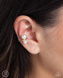 Elegant Emblem - Gold Cuff Earrings - Paparazzi Accessories Post Earrings Bedazzle Me Pretty Mobile Fashion Boutique