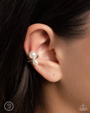 Elegant Emblem - White Post Earrings - Paparazzi Accessories Post Earrings Bedazzle Me Pretty Mobile Fashion Boutique