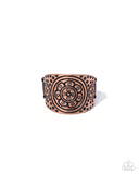 Elegant Engravement - Copper Ring - Paparazzi Accessories Ring Bedazzle Me Pretty Mobile Fashion Boutique