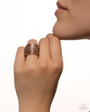 Elegant Engravement - Copper Ring - Paparazzi Accessories Ring Bedazzle Me Pretty Mobile Fashion Boutique