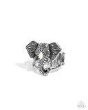 Elephant Erudite - White Ring - Paparazzi Accessories Ring Bedazzle Me Pretty Mobile Fashion Boutique