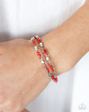 Elite Explorer - Red Bracelet - Paparazzi Accessories Bracelet Bedazzle Me Pretty Mobile Fashion Boutique