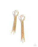 Elongated Effervescence - Gold Post Earrings - Paparazzi Accessories Post Earrings Bedazzle Me Pretty Mobile Fashion Boutique