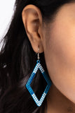 Eloquently Edgy - Blue Earrings - Paparazzi Accessories Earrings Bedazzle Me Pretty Mobile Fashion Boutique