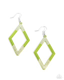 Eloquently Edgy - Green Earrings - Paparazzi Accessories Earrings Bedazzle Me Pretty Mobile Fashion Boutique