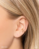 Elven Empowerment - Gold Cuff Earrings - Paparazzi Accessories Post Earrings Bedazzle Me Pretty Mobile Fashion Boutique