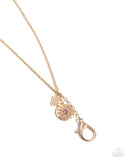 Embellished Effort - Gold Lanyard - Paparazzi Accessories Lanyard Bedazzle Me Pretty Mobile Fashion Boutique