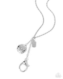 Embellished Effort - White Lanyard - Paparazzi Accessories Lanyard Bedazzle Me Pretty Mobile Fashion Boutique