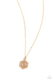 Emblematic Elegance - Gold - O Necklace - Paparazzi Accessories Necklace Bedazzle Me Pretty Mobile Fashion Boutique