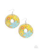 Embroidered Elegance - Yellow Earrings - Paparazzi Accessories Earrings Bedazzle Me Pretty Mobile Fashion Boutique