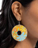 Embroidered Elegance - Yellow Earrings - Paparazzi Accessories Earrings Bedazzle Me Pretty Mobile Fashion Boutique