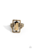 Emerald Elegance - Brass Ring - Paparazzi Accessories Ring Bedazzle Me Pretty Mobile Fashion Boutique