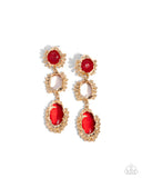 Emotional Elegance - Red Post Earrings - Paparazzi Accessories Post Earrings Bedazzle Me Pretty Mobile Fashion Boutique