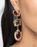 Emotional Elegance - Red Post Earrings - Paparazzi Accessories Post Earrings Bedazzle Me Pretty Mobile Fashion Boutique