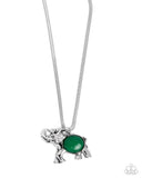 Empathetic Elephant - Green Necklace - Paparazzi Accessories Necklace Bedazzle Me Pretty Mobile Fashion Boutique
