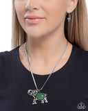 Empathetic Elephant - Green Necklace - Paparazzi Accessories Necklace Bedazzle Me Pretty Mobile Fashion Boutique