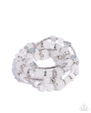 Endearing Ease - White Bracelet - Paparazzi Accessories Bracelet Bedazzle Me Pretty Mobile Fashion Boutique