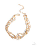 Endearing Ending - Gold Bracelet - Paparazzi Accessories Bracelet Bedazzle Me Pretty Mobile Fashion Boutique
