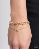 Endearing Ending - Gold Bracelet - Paparazzi Accessories Bracelet Bedazzle Me Pretty Mobile Fashion Boutique