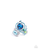 Enigmatic Excess - Blue Ring - Paparazzi Accessories Ring Bedazzle Me Pretty Mobile Fashion Boutique