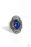 Entrancing Edge - Blue Ring - Paparazzi Accessories Ring Bedazzle Me Pretty Mobile Fashion Boutique