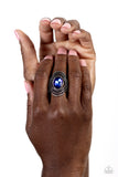 Entrancing Edge - Blue Ring - Paparazzi Accessories Ring Bedazzle Me Pretty Mobile Fashion Boutique