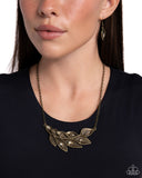 Enviable Elegance - Brass Necklace - Paparazzi Accessories Necklace Bedazzle Me Pretty Mobile Fashion Boutique