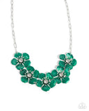 Eternal Efflorescence - Green Necklace - Paparazzi Accessories Necklace Bedazzle Me Pretty Mobile Fashion Boutique