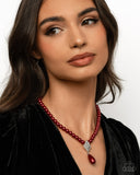 Eternal Elegance - Red Necklace - Paparazzi Accessories Necklace Bedazzle Me Pretty Mobile Fashion Boutique