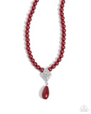 Eternal Elegance - Red Necklace - Paparazzi Accessories Necklace Bedazzle Me Pretty Mobile Fashion Boutique