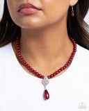 Eternal Elegance - Red Necklace - Paparazzi Accessories Necklace Bedazzle Me Pretty Mobile Fashion Boutique