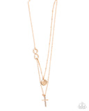 Eternal Embrace - Gold Necklace - Paparazzi Accessories Necklace Bedazzle Me Pretty Mobile Fashion Boutique