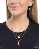 Eternal Embrace - Gold Necklace - Paparazzi Accessories Necklace Bedazzle Me Pretty Mobile Fashion Boutique