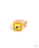 Everlasting Elevation - Yellow Ring - Paparazzi Accessories Ring Bedazzle Me Pretty Mobile Fashion Boutique