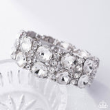 Exact Elegance - White Bracelet - Paparazzi Accessories Bracelet Bedazzle Me Pretty Mobile Fashion Boutique